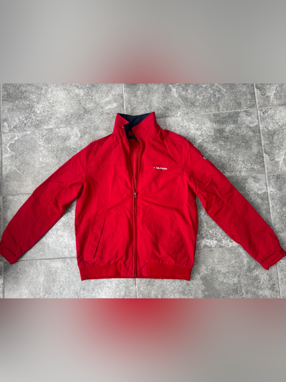 Tommy Hilfiger Red Full Zip Jacket men’s Small Windbreaker Mesh Lined